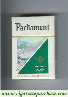 Parliament Menthol Lights hologram with a waterfall cigarettes hard box